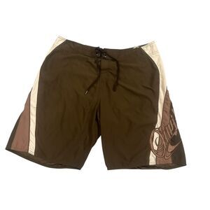 Vintage O'Neil Swim Trunks Board Shorts Mens 36 XL Brown Surf Embroidered Logo